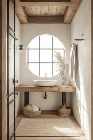 Farmhouse Powder Room Small Bathroom Light Earthy Colors Vanity Lightsの素材