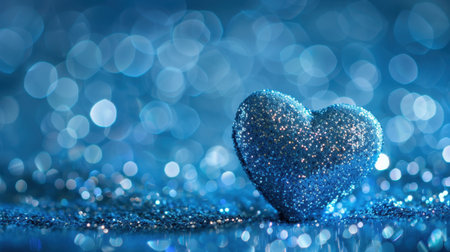 Heart Shape Romantic Glitter Blue Background Valentine Love Sparkleの素材