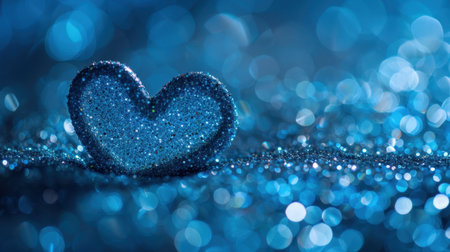 Heart Shape Romantic Glitter Blue Background Valentine Love Sparkleの素材