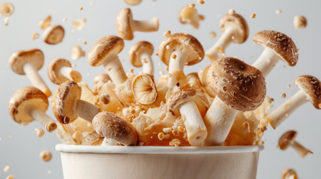 Mushroom Flying Bucket White Backgroundの素材