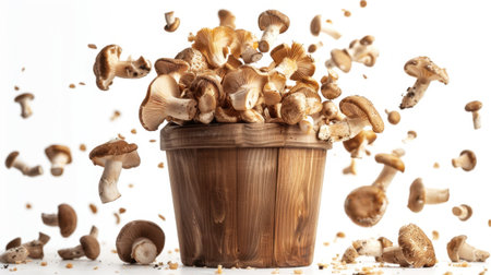 Mushroom Flying Bucket White Backgroundの素材