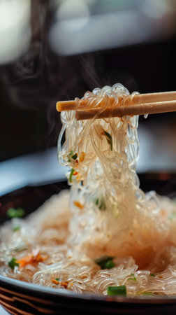 Close Up Eating Glass Noodles Chopsticks Food Photography Asian Cuisineの素材