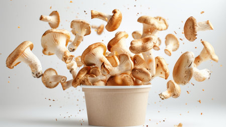 Mushroom Flying Bucket White Backgroundの素材