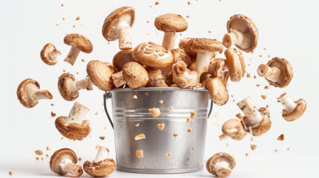 Mushroom Flying Bucket White Backgroundの素材