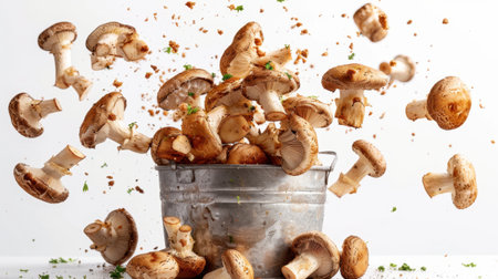 Mushroom Flying Bucket White Backgroundの素材