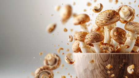 Mushroom Flying Bucket White Backgroundの素材