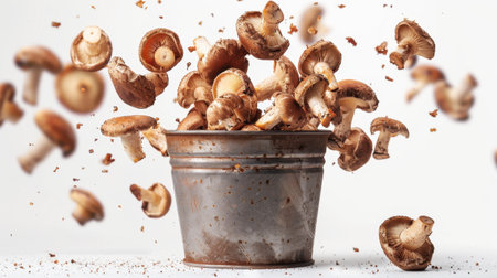 Mushroom Flying Bucket White Backgroundの素材