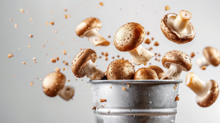 Mushroom Flying Bucket White Backgroundの素材