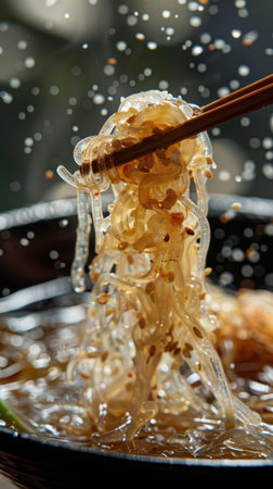 Close Up Eating Glass Noodles Chopsticks Food Photography Asian Cuisineの素材