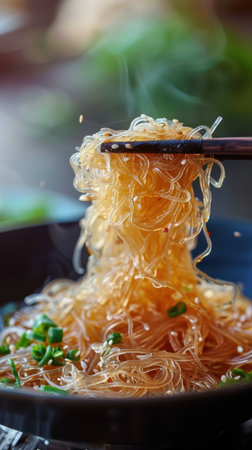 Close Up Eating Glass Noodles Chopsticks Food Photography Asian Cuisineの素材