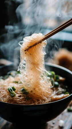 Close Up Eating Glass Noodles Chopsticks Food Photography Asian Cuisineの素材