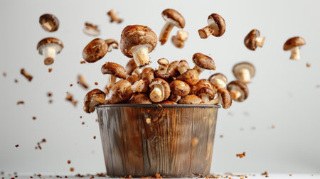 Mushroom Flying Bucket White Backgroundの素材