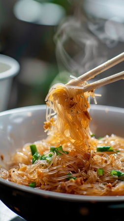 Close Up Eating Glass Noodles Chopsticks Food Photography Asian Cuisineの素材