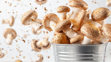 Mushroom Flying Bucket White Backgroundの素材