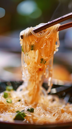 Close Up Eating Glass Noodles Chopsticks Food Photography Asian Cuisineの素材