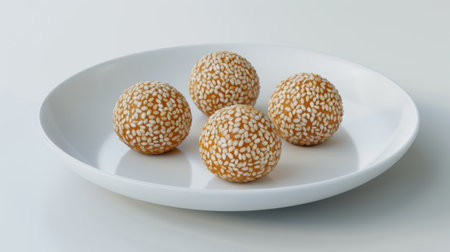 traditional Chinese food Sesame Ball White Plateの素材