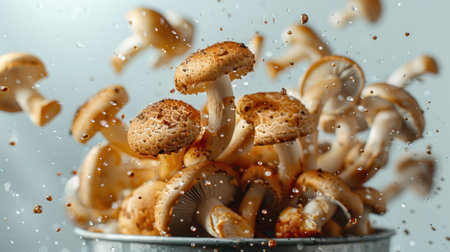 Mushroom Flying Bucket White Backgroundの素材