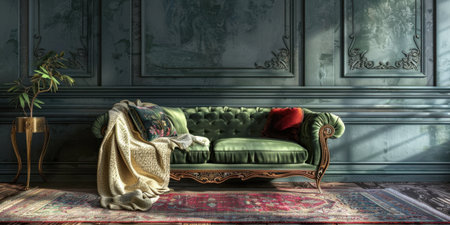 Cozy Luxury Living Room Interior Sofa Rug Warm Ambianceの素材