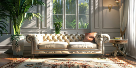 Cozy Luxury Living Room Interior Sofa Rug Warm Ambianceの素材