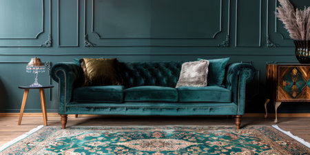 Cozy Luxury Living Room Interior Sofa Rug Warm Ambianceの素材