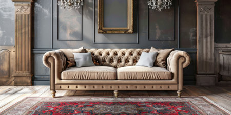 Cozy Luxury Living Room Interior Sofa Rug Warm Ambianceの素材