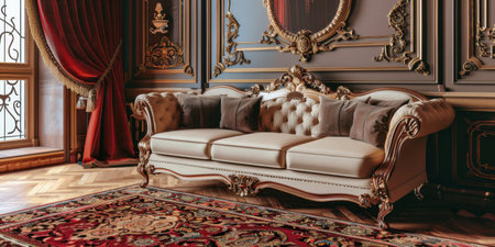 Cozy Luxury Living Room Interior Sofa Rug Warm Ambianceの素材