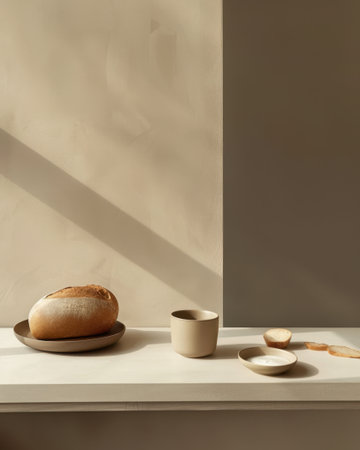 Minimalist Kitchen Morning Food Containers Bread Coffeeの素材