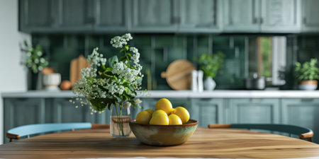 Marble Table Wood Base Green Tiles Blue Chairs Kitchenの素材