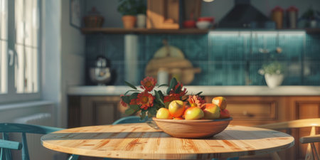 Marble Table Wood Base Green Tiles Blue Chairs Kitchenの素材