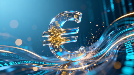 Euro Money Dollar Symbol Data AI Investment Digital Banking ibankingの素材