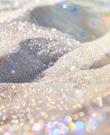 Glittery White Iridescent Sand Bokeh Background Sparkle Textureの素材