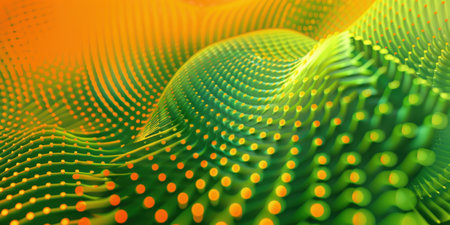 Fluorescent Green Pattern Orange Dots Vibrant Background Wallpaperの素材