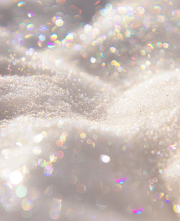 Glittery White Iridescent Sand Bokeh Background Sparkle Textureの素材