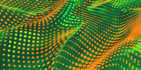 Fluorescent Green Pattern Orange Dots Vibrant Background Wallpaperの素材