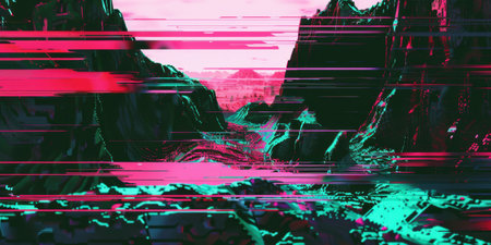 8bit Pixel Glitch Noise Texture Abstract Digital Artの素材