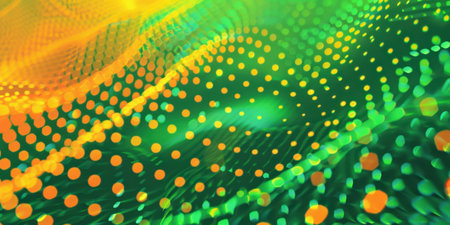Fluorescent Green Pattern Orange Dots Vibrant Background Wallpaperの素材