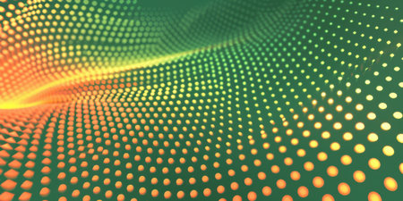 Fluorescent Green Pattern Orange Dots Vibrant Background Wallpaperの素材