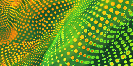 Fluorescent Green Pattern Orange Dots Vibrant Background Wallpaperの素材
