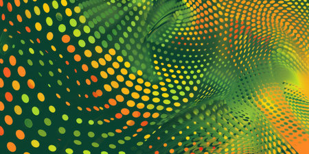 Fluorescent Green Pattern Orange Dots Vibrant Background Wallpaperの素材