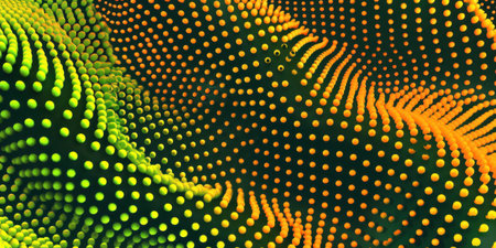 Fluorescent Green Pattern Orange Dots Vibrant Background Wallpaperの素材