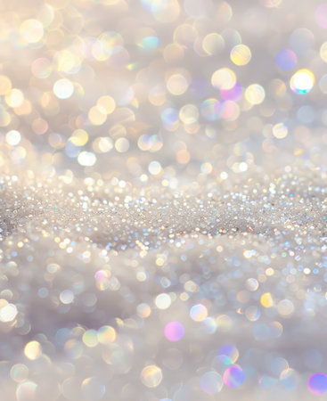 Glittery White Iridescent Sand Bokeh Background Sparkle Textureの素材
