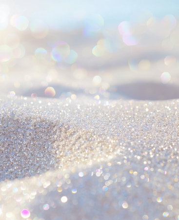 Glittery White Iridescent Sand Bokeh Background Sparkle Textureの素材