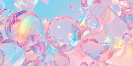 Soft Holographic Abstract 3D Shape Pastel Rainbow Gradientの素材