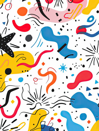 Abstract Organic Shape Cute Fun Vector Illustration Colorful Playful White Backgroundの素材