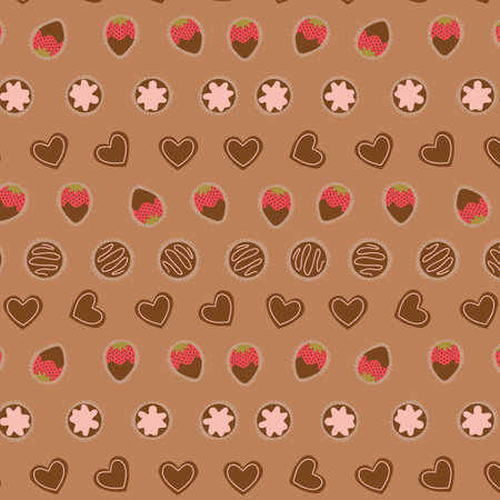 Valentine's Day Chocolate Box Pattern Milk Chocolate candy rowsのイラスト素材