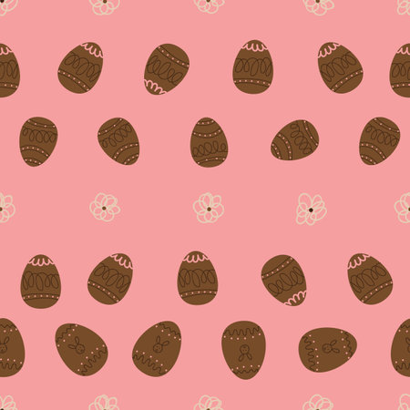 Chocolate Eggs Eggs and Flowers Pink Patternのイラスト素材