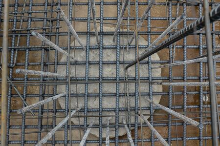 bore pile dowels.Construction of pile foundation. Dowel bar of bored pile. Single pile footing...