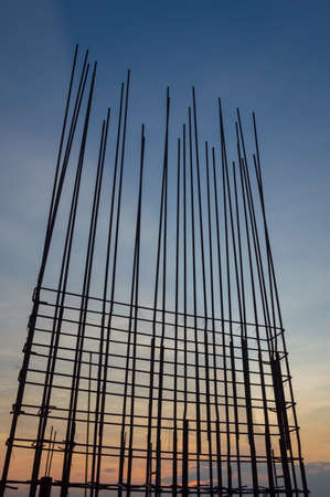 Steel reinforce in concrete column.Steel grid on the construction site.Reinforcement of concrete...