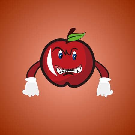 Fruit fresh apple mascot character logoのイラスト素材
