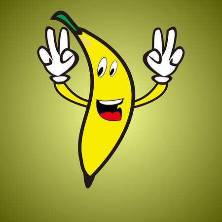 Fruit Banana Mascot Character Vectorのイラスト素材